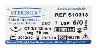 sterisilk soie noire suture chirurgicale 3/0